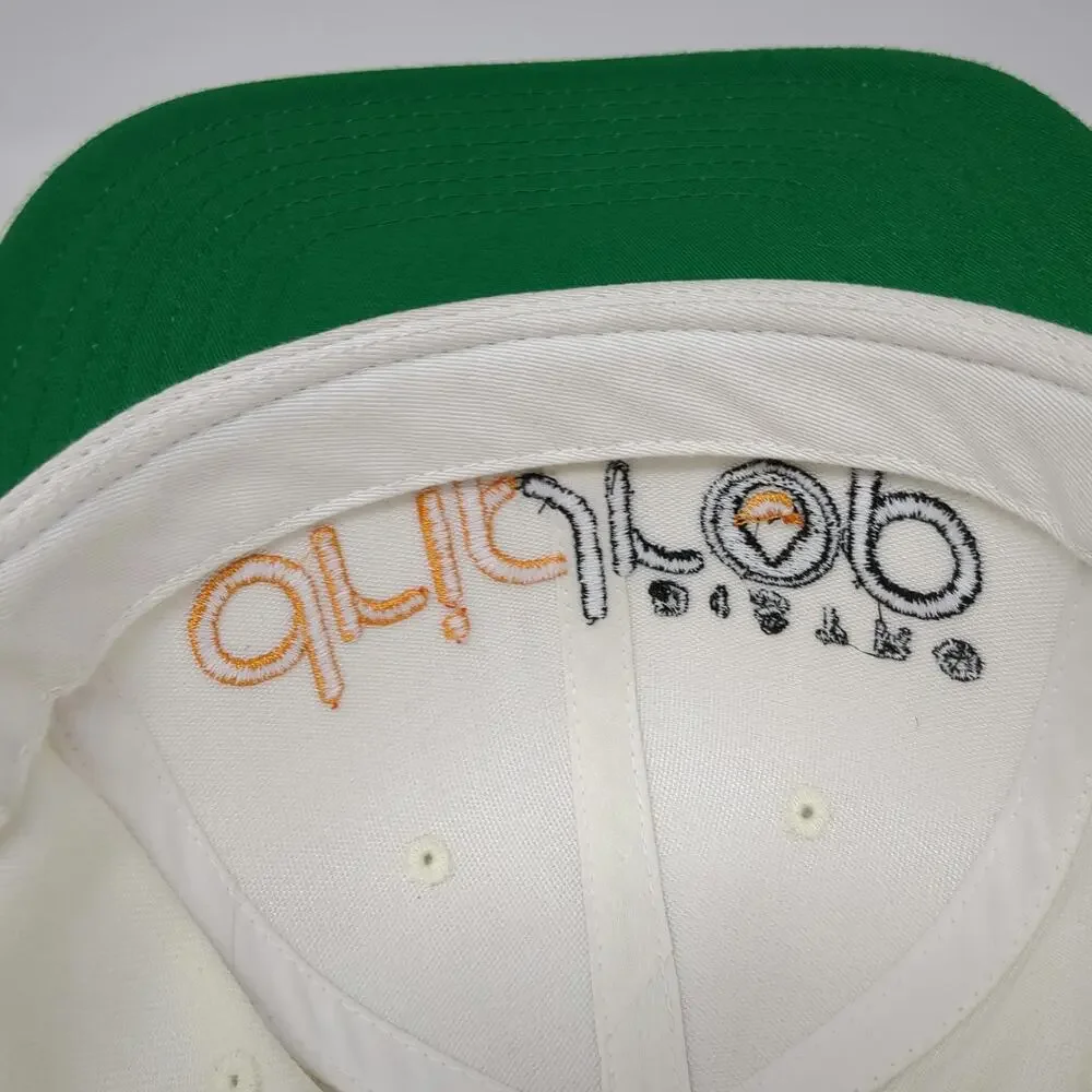 Yupoong Snapback Hat White One Size Drip Drop Distro Flat Brim Green Under Visor